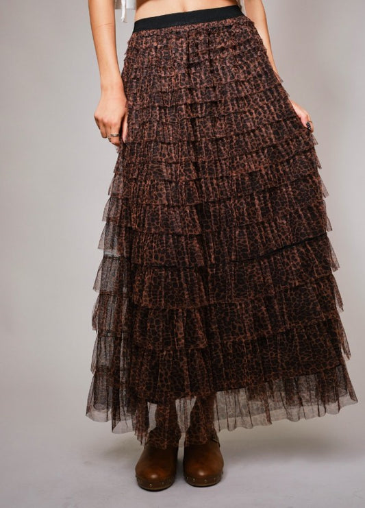 Leopard Tiered Maxi Skirt