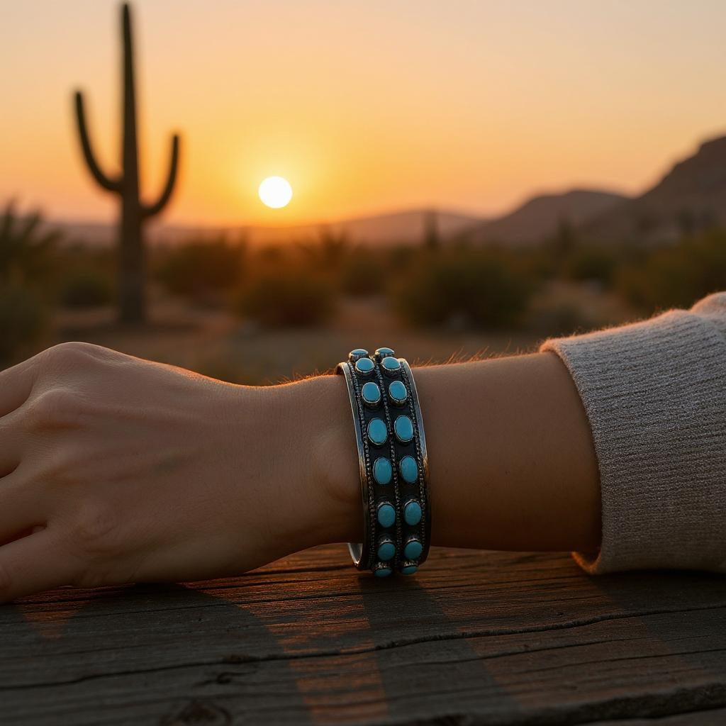 Double Row Turquoise Cuff Bracelet